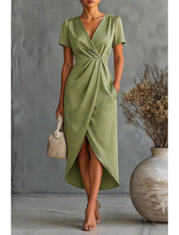 Zofia | Women's Wrap V-Neck Cocktail Dress with Tulip Hem