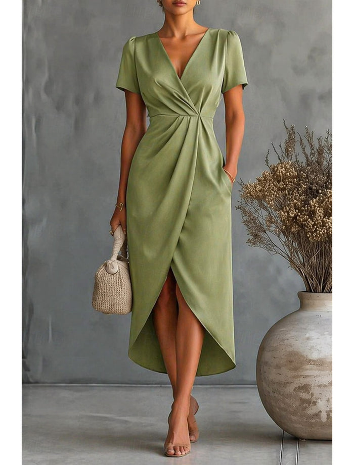 Zofia | Women's Wrap V-Neck Cocktail Dress with Tulip Hem