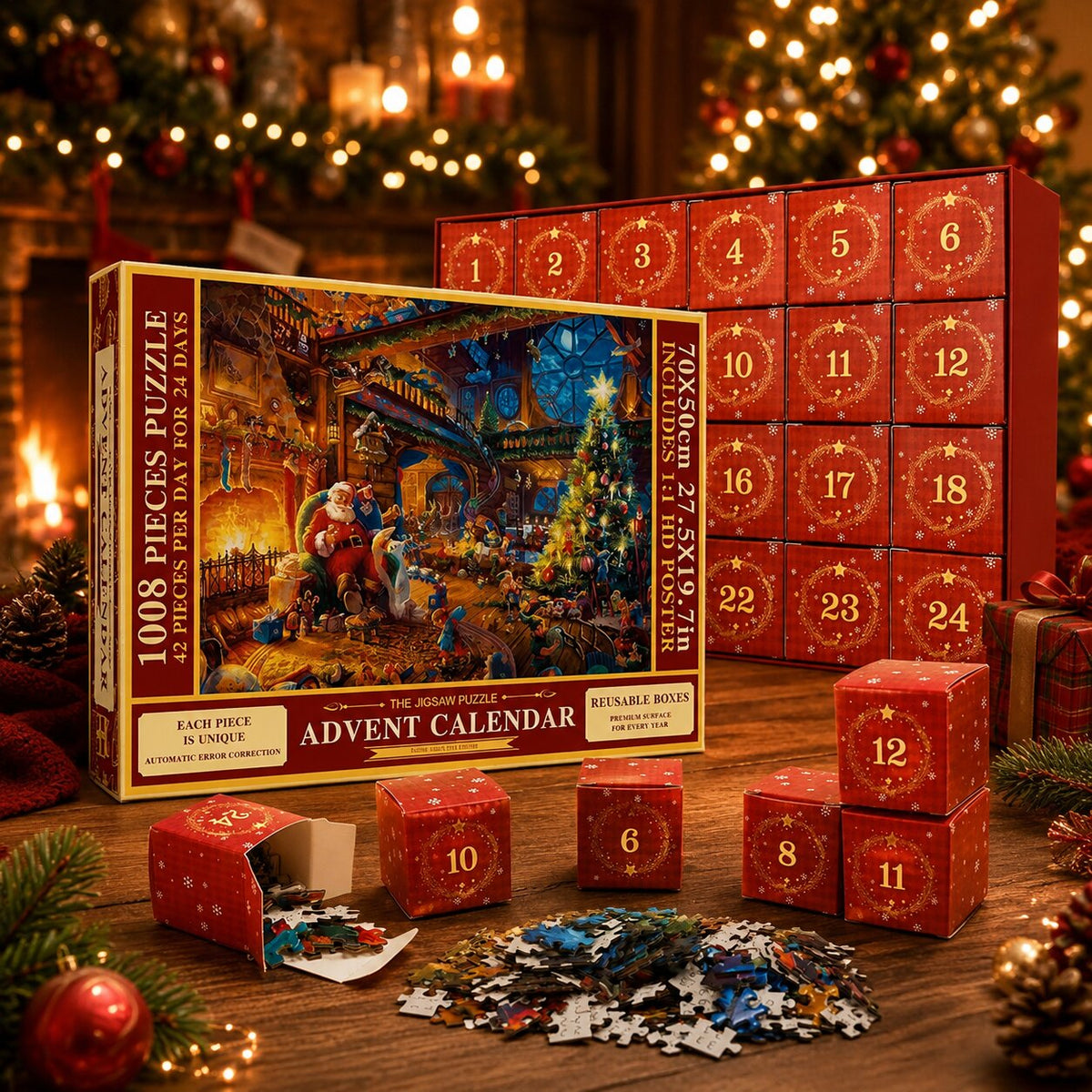 Denyse | Advent Calendar Christmas Gift 1008-Piece Puzzle Countdown