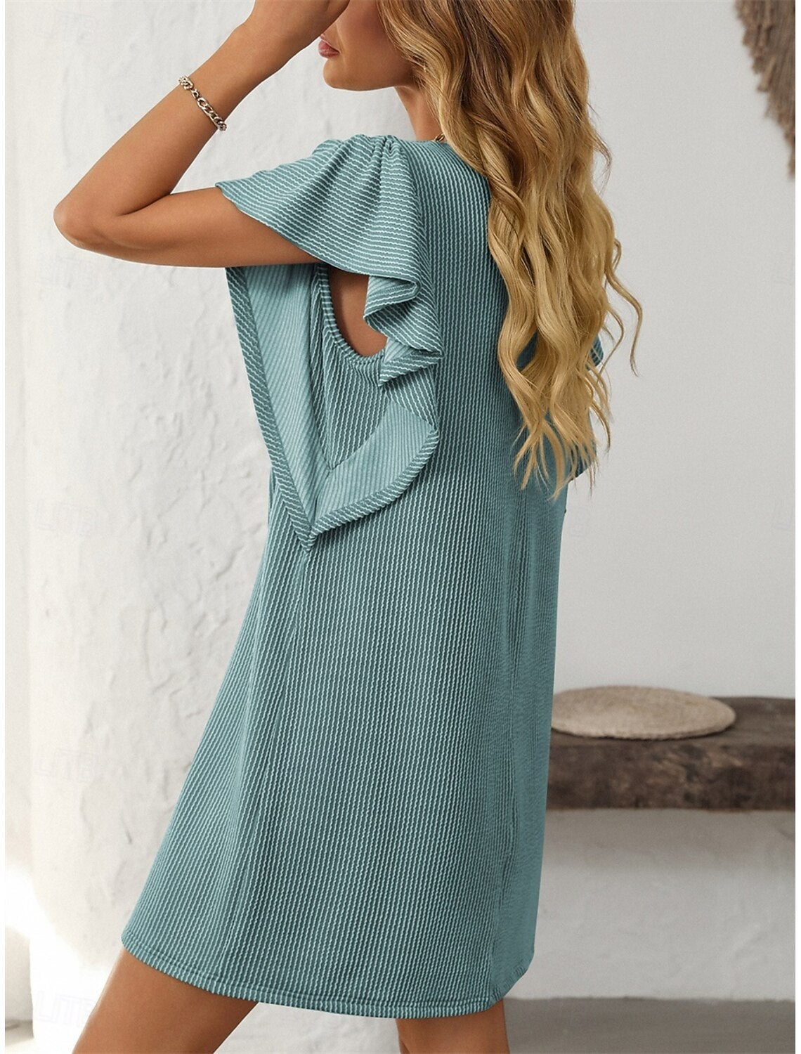 Ruby | Women's Striped A-Line Dress Ruffle Sleeve