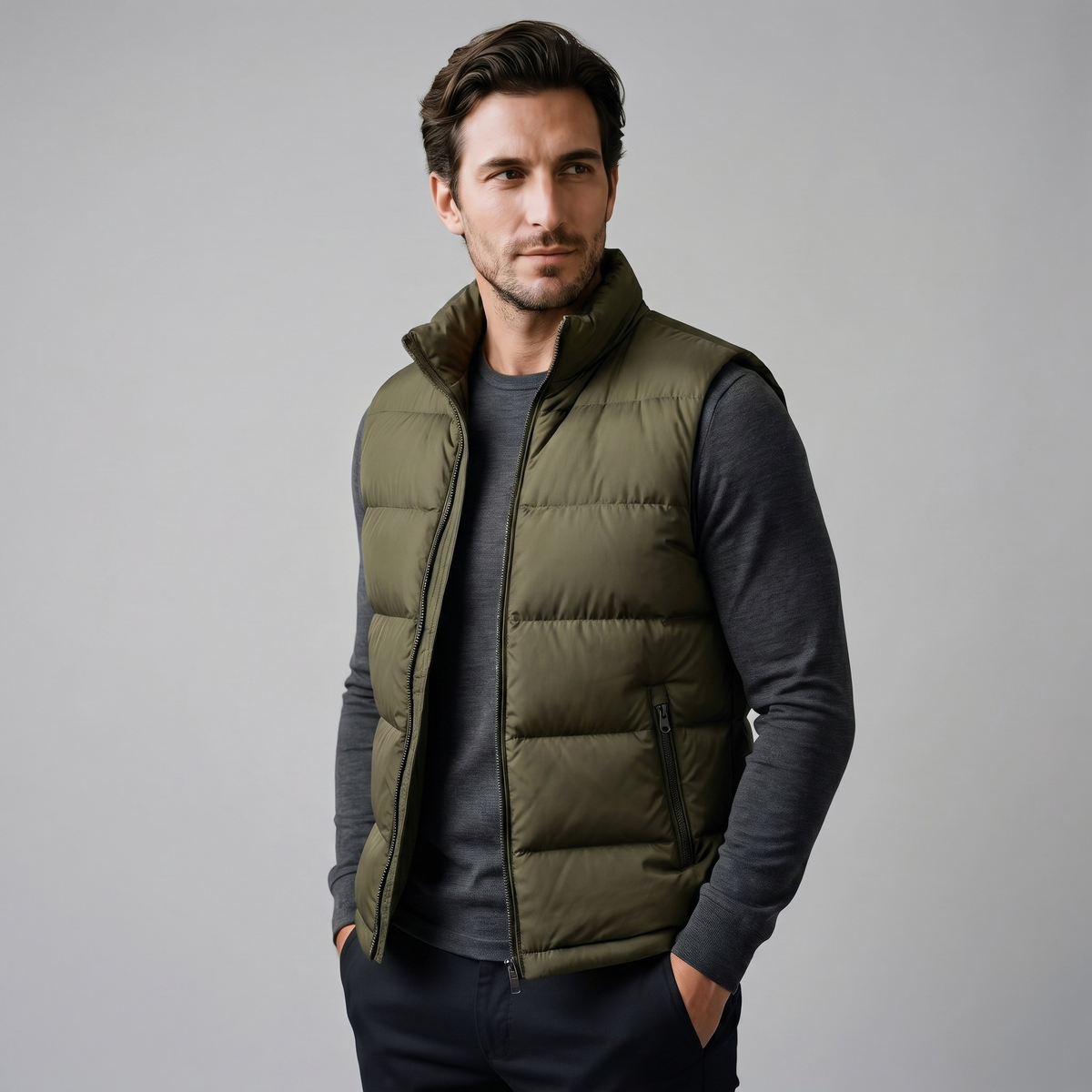 Henrik | Men's Quilted Stand-Collar Gilet with Zip Pockets