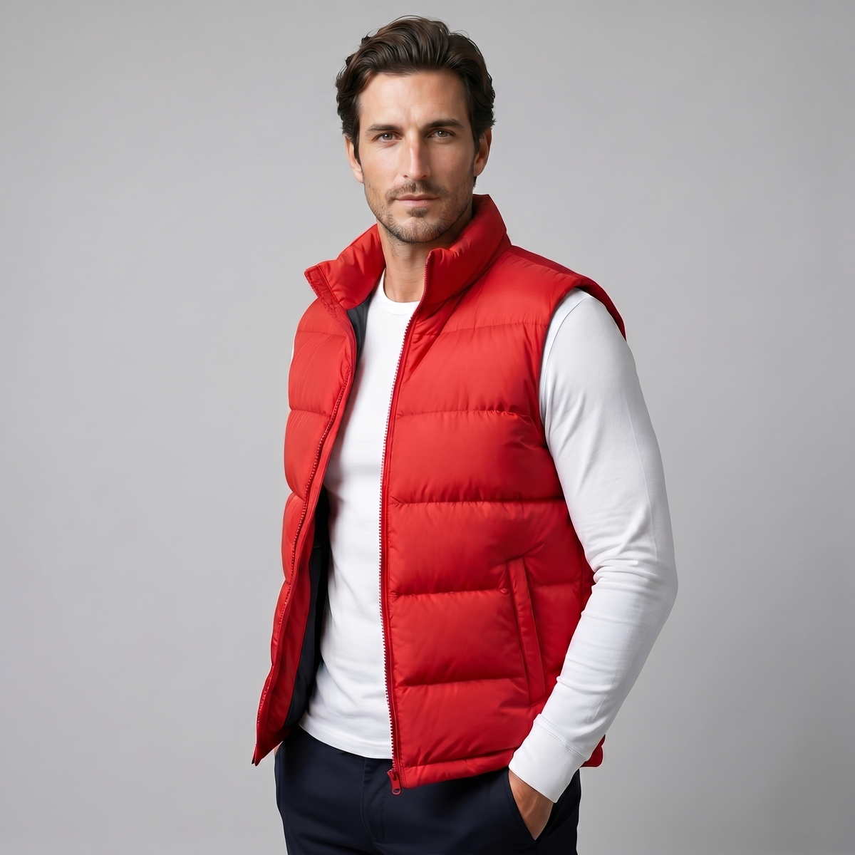 Henrik | Men's Quilted Stand-Collar Gilet with Zip Pockets