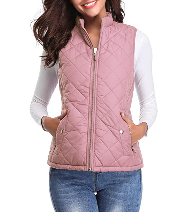 Sabina | Women's Quilted Zip-Front Vest with Stand Collar