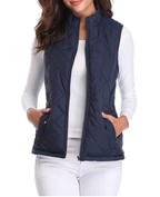 Sabina | Women's Quilted Zip-Front Vest with Stand Collar