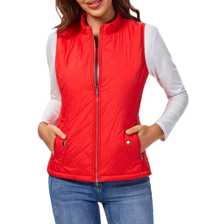 Sabina | Women's Quilted Zip-Front Vest with Stand Collar