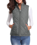 Sabina | Women's Quilted Zip-Front Vest with Stand Collar
