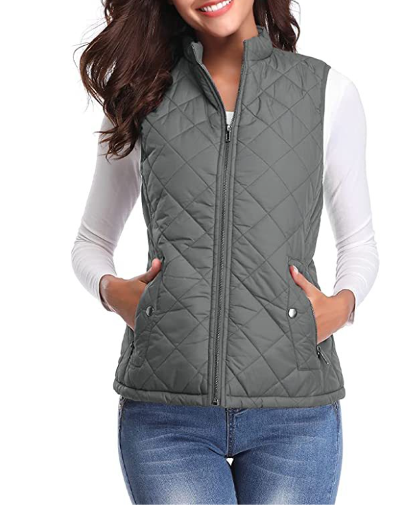 Sabina | Women's Quilted Zip-Front Vest with Stand Collar