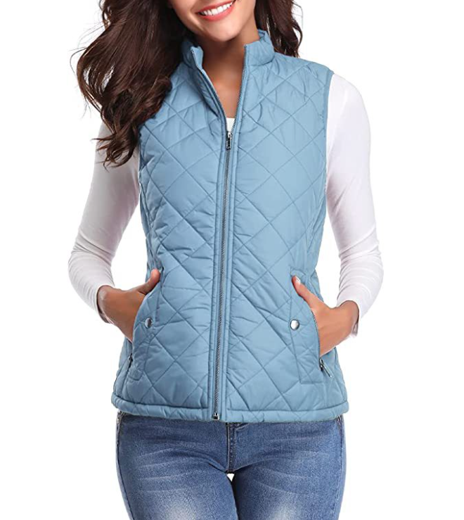 Sabina | Women's Quilted Zip-Front Vest with Stand Collar