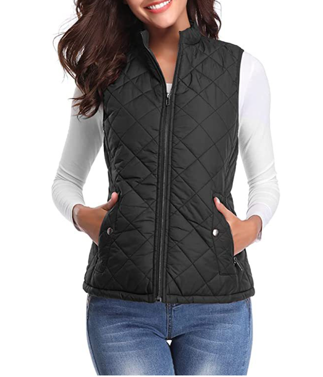 Sabina | Women's Quilted Zip-Front Vest with Stand Collar
