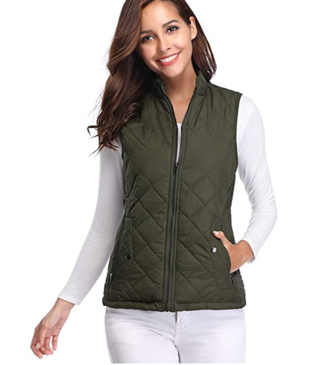 Sabina | Women's Quilted Zip-Front Vest with Stand Collar