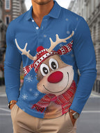 Griffin | Men's Christmas Blouse Geometric Print Button-Up Shirt