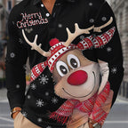 Griffin | Men's Christmas Blouse Geometric Print Button-Up Shirt