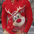 Griffin | Men's Christmas Blouse Geometric Print Button-Up Shirt