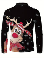 Griffin | Men's Christmas Blouse Geometric Print Button-Up Shirt