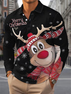 Griffin | Men's Christmas Blouse Geometric Print Button-Up Shirt