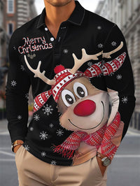 Griffin | Men's Christmas Blouse Geometric Print Button-Up Shirt