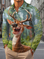Floris | Men's Reindeer Print Christmas Blouse, Button-Down
