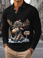 Floris | Men's Reindeer Print Christmas Blouse, Button-Down