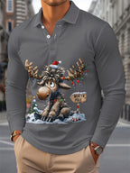 Floris | Men's Reindeer Print Christmas Blouse, Button-Down