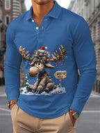 Floris | Men's Reindeer Print Christmas Blouse, Button-Down