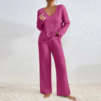Lauretta | Women's V-Neck Knit Loungewear Two-Piece Set