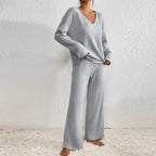 Lauretta | Women's V-Neck Knit Loungewear Two-Piece Set