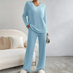 Lauretta | Women's V-Neck Knit Loungewear Two-Piece Set