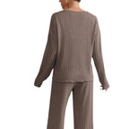 Lauretta | Women's V-Neck Knit Loungewear Two-Piece Set
