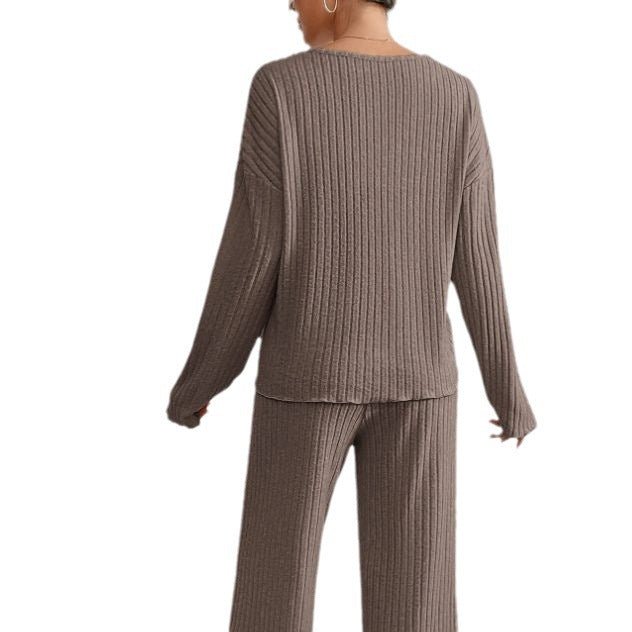 Lauretta | Women's V-Neck Knit Loungewear Two-Piece Set