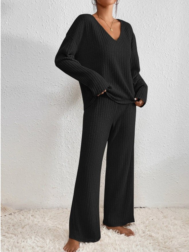 Lauretta | Women's V-Neck Knit Loungewear Two-Piece Set