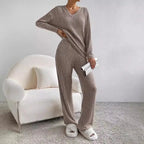 Lauretta | Women's V-Neck Knit Loungewear Two-Piece Set