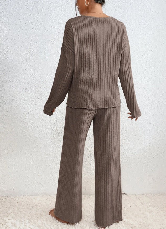 Lauretta | Women's V-Neck Knit Loungewear Two-Piece Set