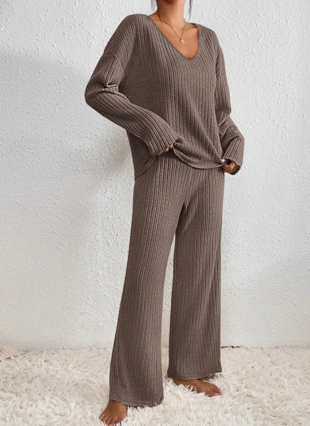 Lauretta | Women's V-Neck Knit Loungewear Two-Piece Set
