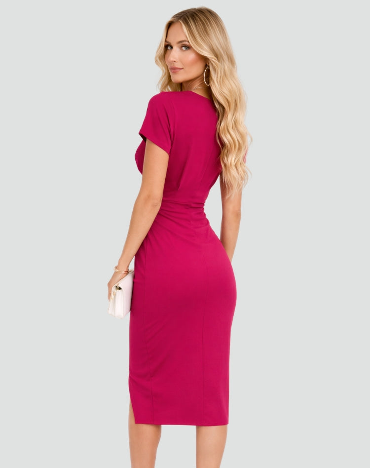 Imogen | Women's Wrap V-Neck Bodycon Midi Dress