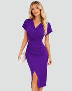 Imogen | Women's Wrap V-Neck Bodycon Midi Dress