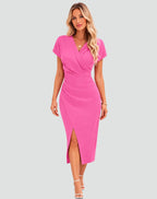 Imogen | Women's Wrap V-Neck Bodycon Midi Dress