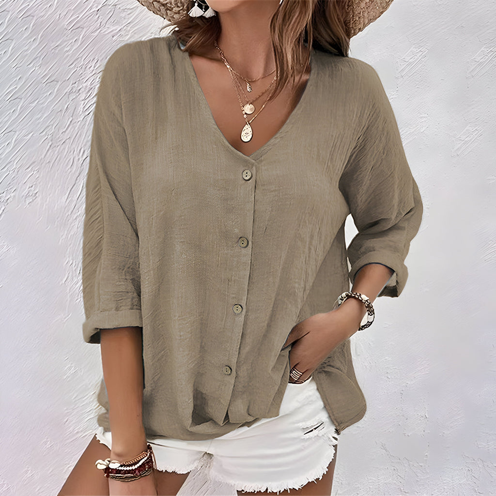 Marcia Relaxed Button-Up Blouse