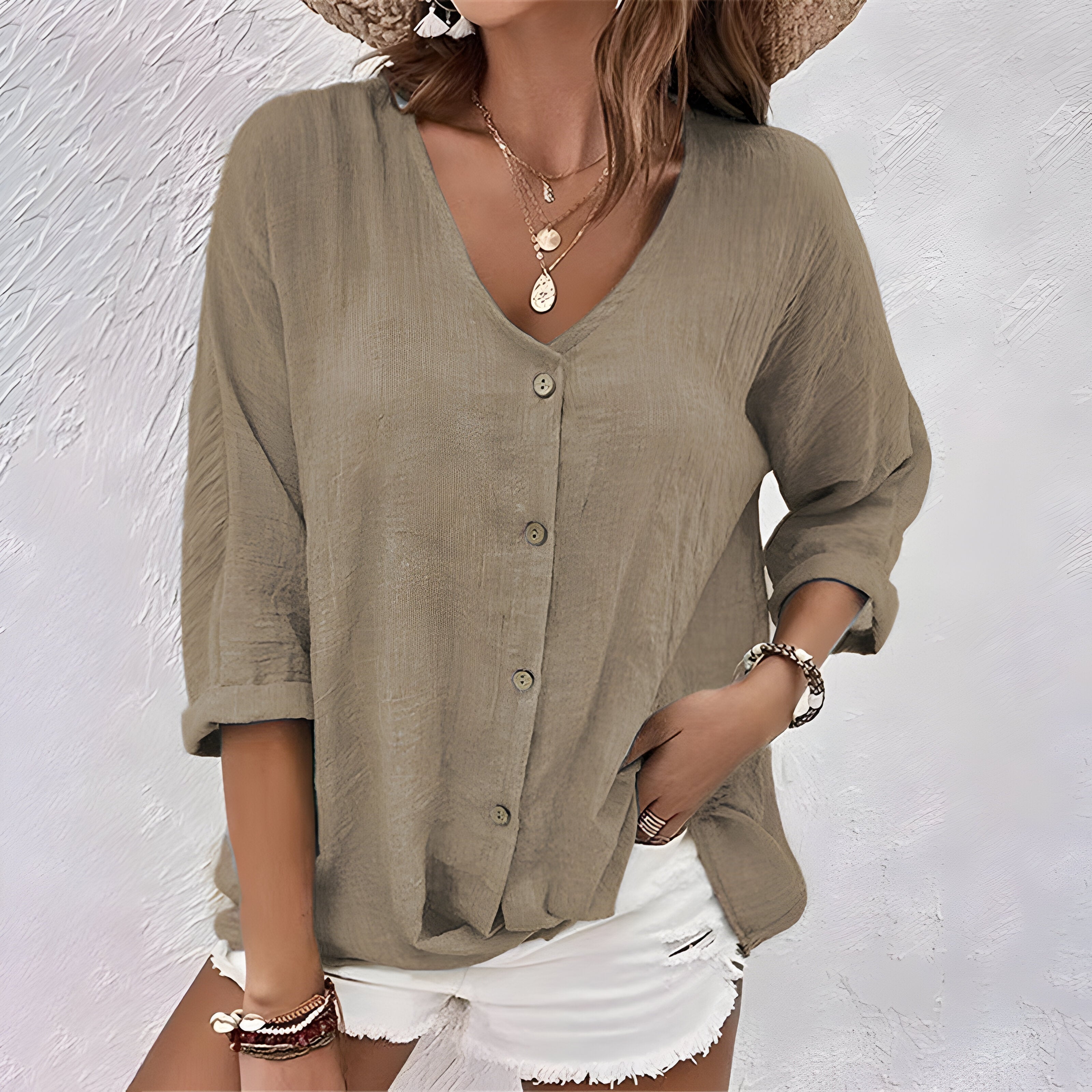Marcia Relaxed Button-Up Blouse