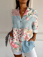 Maja | Women's Printed V-Neck Relaxed-Fit Shirt