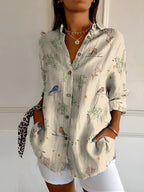 Maja | Women's Printed V-Neck Relaxed-Fit Shirt