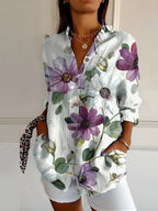 Maja | Women's Printed V-Neck Relaxed-Fit Shirt
