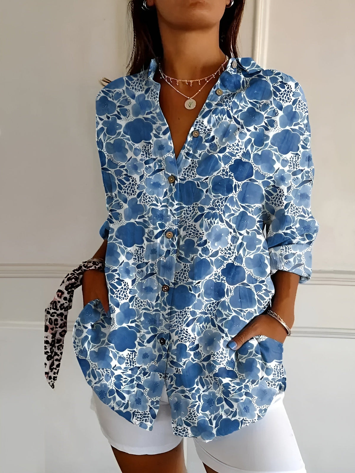 Maja | Women's Printed V-Neck Relaxed-Fit Shirt