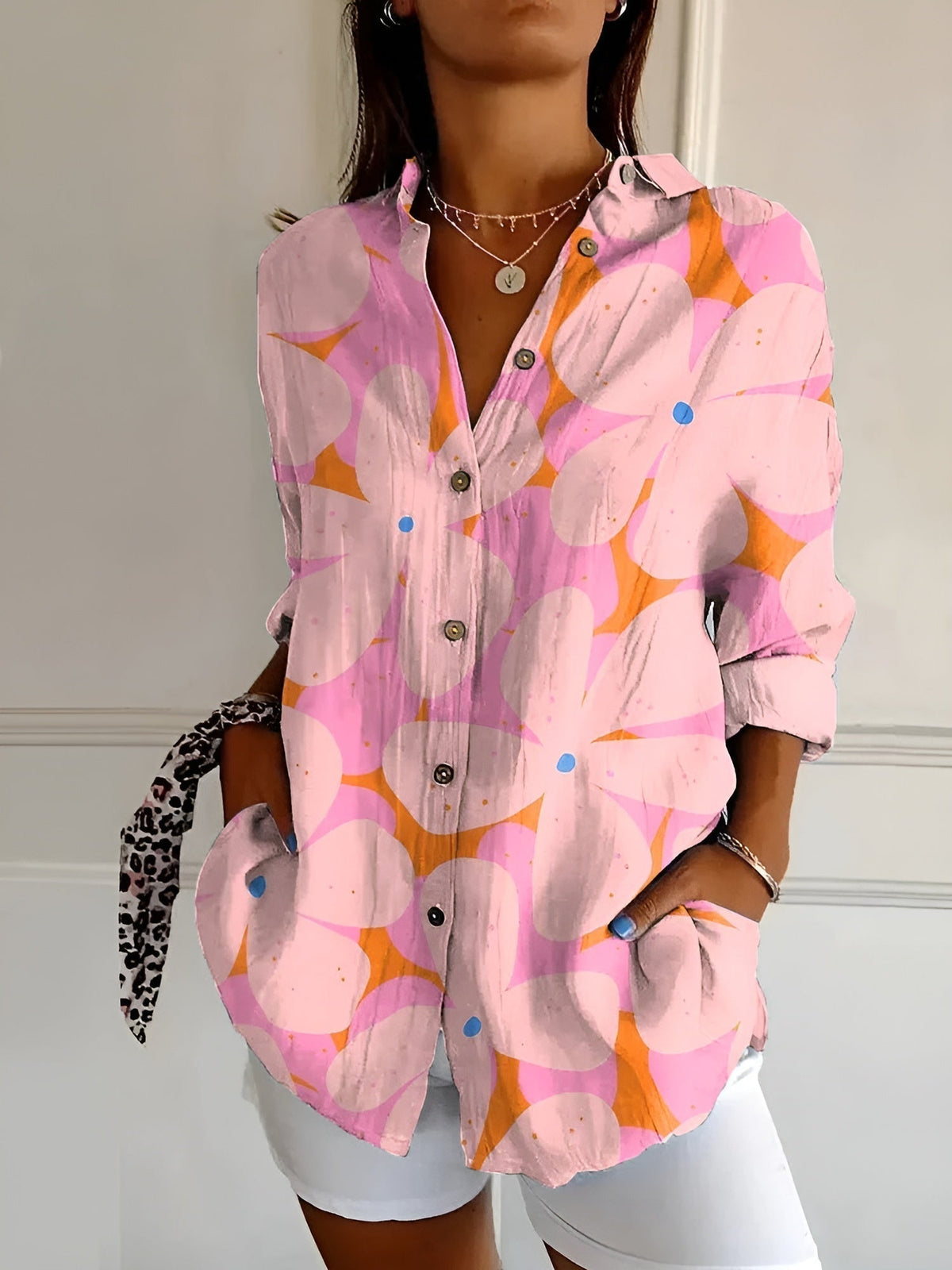 Maja | Women's Printed V-Neck Relaxed-Fit Shirt