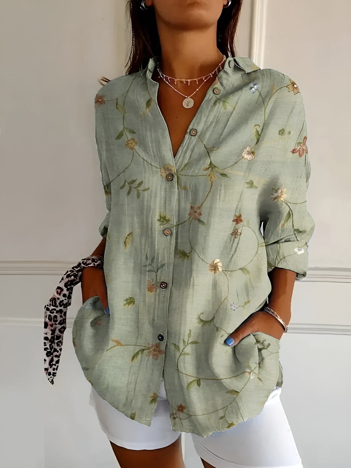 Maja | Women's Printed V-Neck Relaxed-Fit Shirt