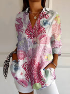 Maja | Women's Printed V-Neck Relaxed-Fit Shirt