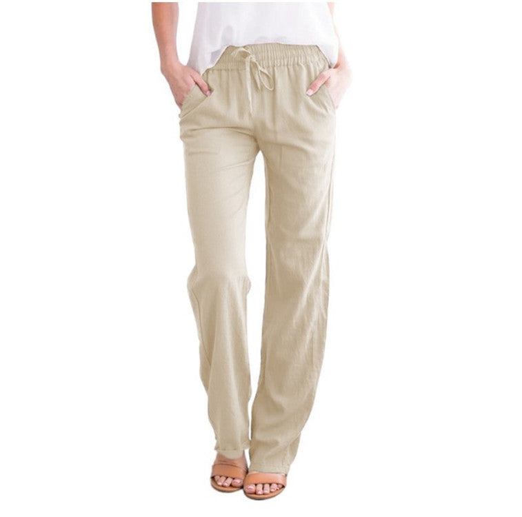 Nadia | Women's Elastic Waist Wide-Leg Summer Trousers