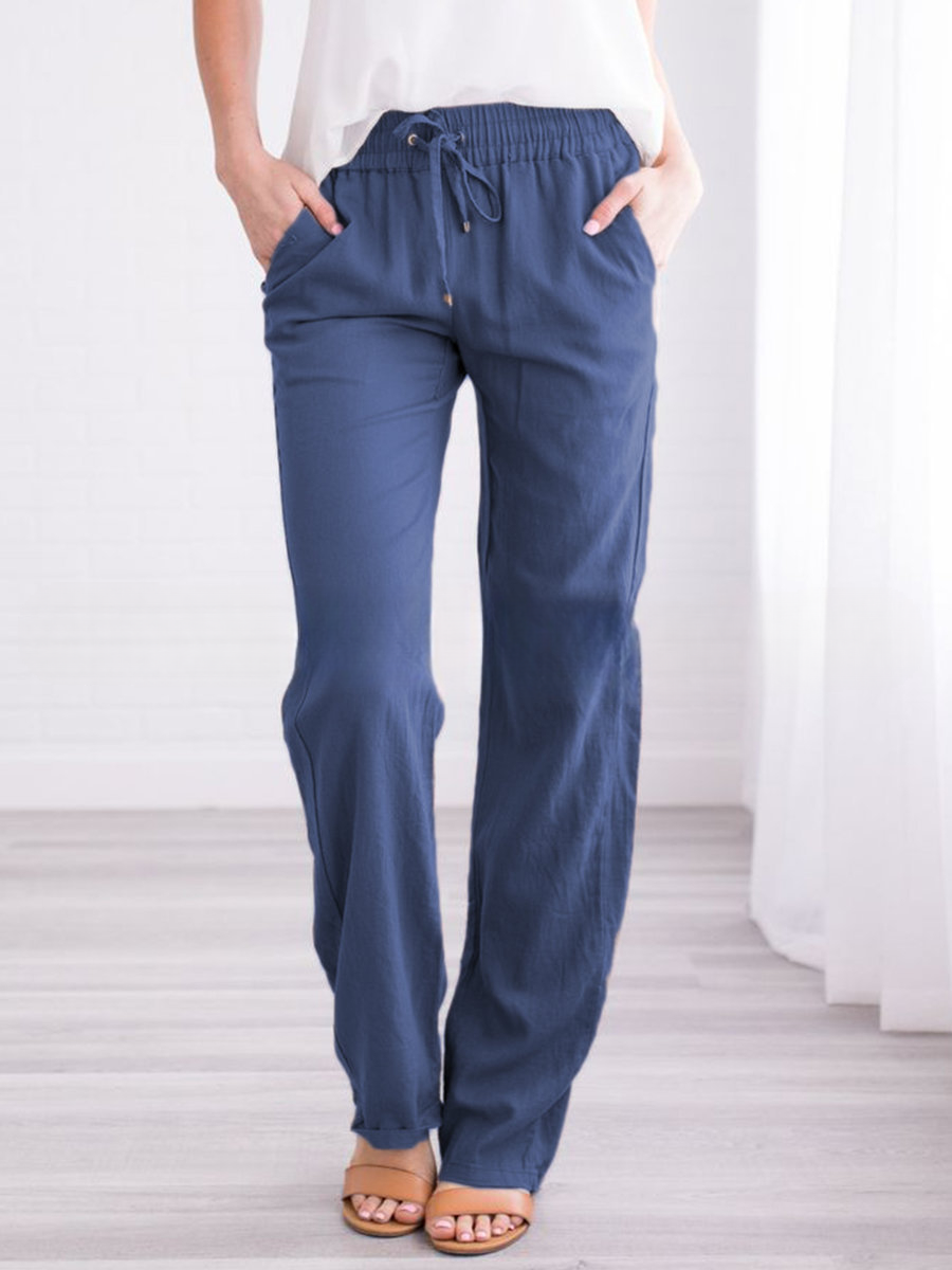 Nadia | Women's Elastic Waist Wide-Leg Summer Trousers