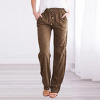 Nadia | Women's Elastic Waist Wide-Leg Summer Trousers