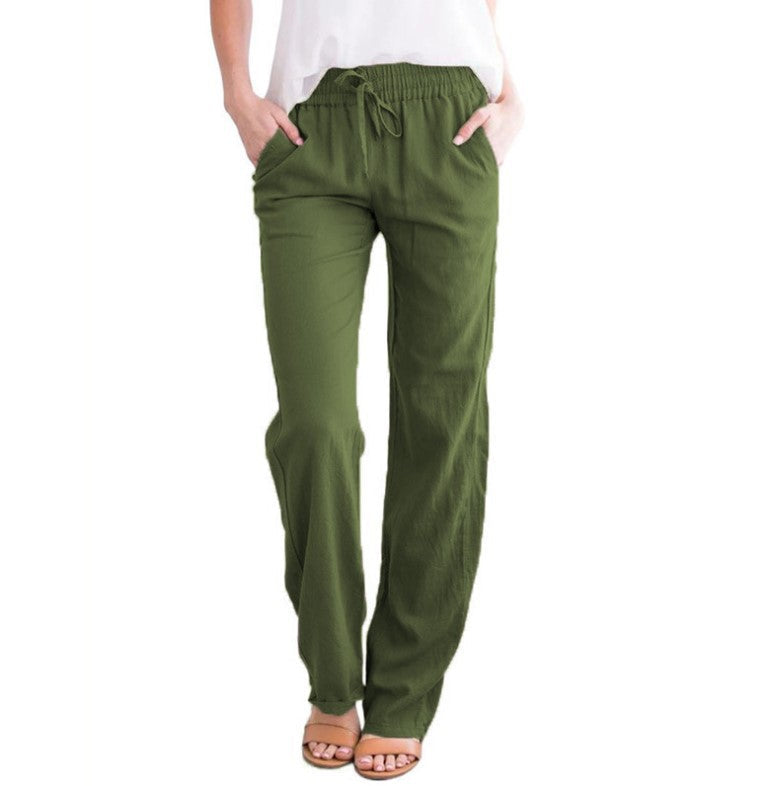 Nadia | Women's Elastic Waist Wide-Leg Summer Trousers