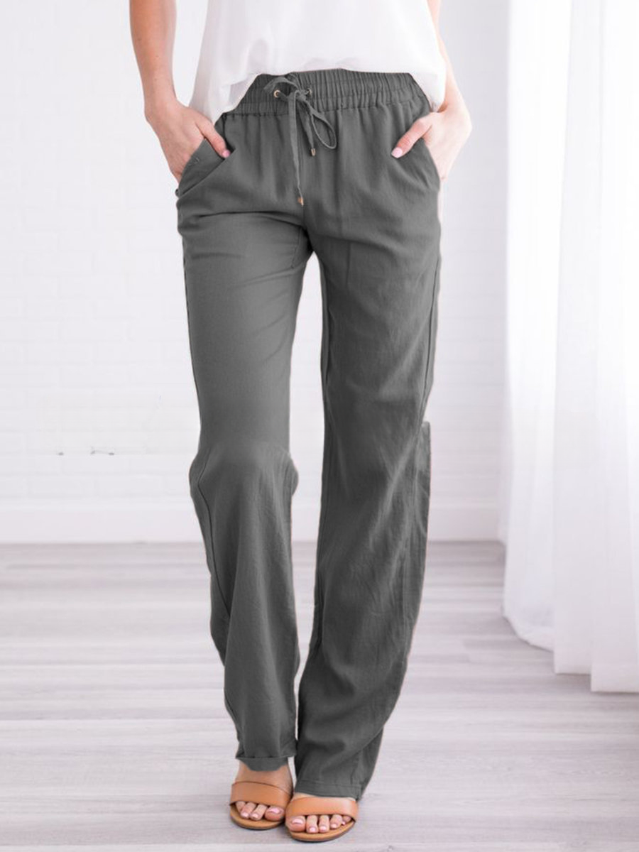Nadia | Women's Elastic Waist Wide-Leg Summer Trousers